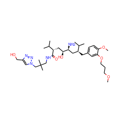 COCCCOc1cc(C[C@@H](C[C@H](N)[C@@H](O)C[C@H](C(=O)NCC(C)(C)Cn2cc(CO)nn2)C(C)C)C(C)C)ccc1OC ZINC000473146985