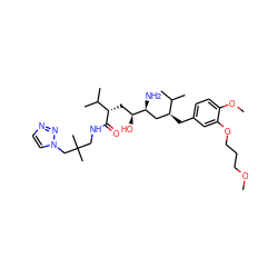 COCCCOc1cc(C[C@@H](C[C@H](N)[C@@H](O)C[C@H](C(=O)NCC(C)(C)Cn2ccnn2)C(C)C)C(C)C)ccc1OC ZINC000072177443