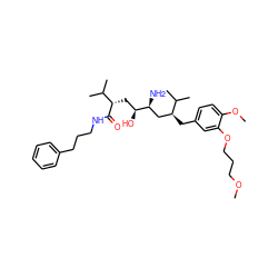 COCCCOc1cc(C[C@@H](C[C@H](N)[C@@H](O)C[C@H](C(=O)NCCCc2ccccc2)C(C)C)C(C)C)ccc1OC ZINC000473149692
