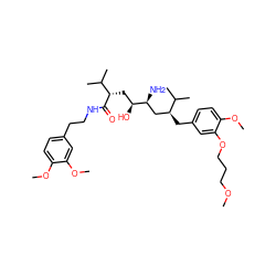 COCCCOc1cc(C[C@@H](C[C@H](N)[C@@H](O)C[C@H](C(=O)NCCc2ccc(OC)c(OC)c2)C(C)C)C(C)C)ccc1OC ZINC000473145108