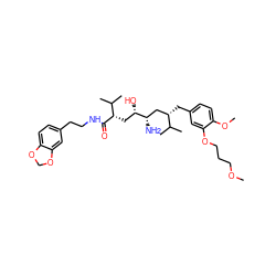 COCCCOc1cc(C[C@@H](C[C@H](N)[C@@H](O)C[C@H](C(=O)NCCc2ccc3c(c2)OCO3)C(C)C)C(C)C)ccc1OC ZINC000473149184