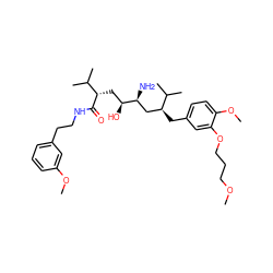 COCCCOc1cc(C[C@@H](C[C@H](N)[C@@H](O)C[C@H](C(=O)NCCc2cccc(OC)c2)C(C)C)C(C)C)ccc1OC ZINC000473152345