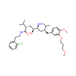 COCCCOc1cc(C[C@@H](C[C@H](N)[C@@H](O)C[C@H](C(=O)NCCc2ccccc2Cl)C(C)C)C(C)C)ccc1OC ZINC000473144322