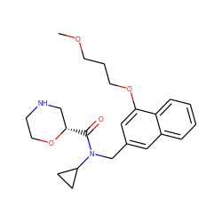 COCCCOc1cc(CN(C(=O)[C@H]2CNCCO2)C2CC2)cc2ccccc12 ZINC000139898806