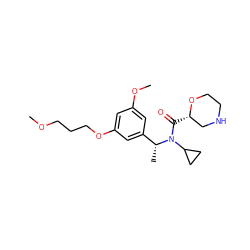 COCCCOc1cc(OC)cc([C@@H](C)N(C(=O)[C@H]2CNCCO2)C2CC2)c1 ZINC000203695987