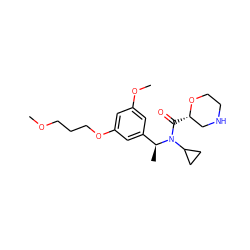 COCCCOc1cc(OC)cc([C@H](C)N(C(=O)[C@H]2CNCCO2)C2CC2)c1 ZINC000203695980