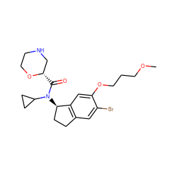 COCCCOc1cc2c(cc1Br)CC[C@H]2N(C(=O)[C@H]1CNCCO1)C1CC1 ZINC000203696006