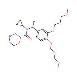 COCCCOc1ccc([C@@H](C)N(C(=O)[C@H]2CNCCO2)C2CC2)cc1OCCCOC ZINC000220216133