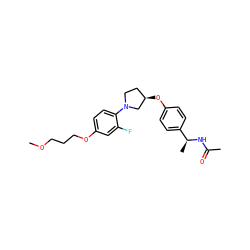 COCCCOc1ccc(N2CC[C@@H](Oc3ccc([C@H](C)NC(C)=O)cc3)C2)c(F)c1 ZINC001772588737