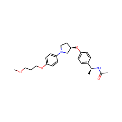 COCCCOc1ccc(N2CC[C@@H](Oc3ccc([C@H](C)NC(C)=O)cc3)C2)cc1 ZINC000223350894