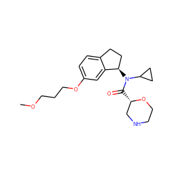COCCCOc1ccc2c(c1)[C@H](N(C(=O)[C@H]1CNCCO1)C1CC1)CC2 ZINC000203694254