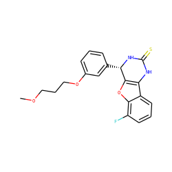 COCCCOc1cccc([C@@H]2NC(=S)Nc3c2oc2c(F)cccc32)c1 ZINC000299826627