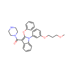 COCCCOc1cccc(-n2c(Oc3ccccc3)c(C(=O)N3CCNCC3)c3ccccc32)c1 ZINC000064528036