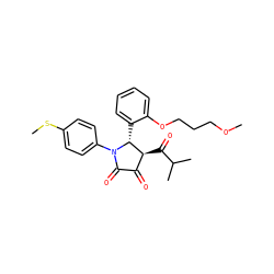 COCCCOc1ccccc1[C@@H]1[C@@H](C(=O)C(C)C)C(=O)C(=O)N1c1ccc(SC)cc1 ZINC000169696349