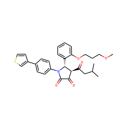 COCCCOc1ccccc1[C@@H]1[C@@H](C(=O)CC(C)C)C(=O)C(=O)N1c1ccc(-c2ccsc2)cc1 ZINC000169696373