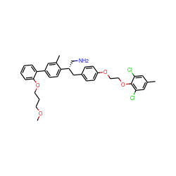 COCCCOc1ccccc1-c1ccc([C@H](CN)Cc2ccc(OCCOc3c(Cl)cc(C)cc3Cl)cc2)c(C)c1 ZINC000059031012