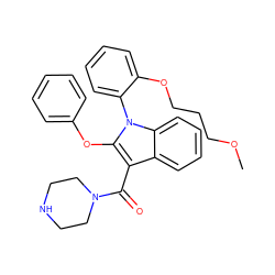 COCCCOc1ccccc1-n1c(Oc2ccccc2)c(C(=O)N2CCNCC2)c2ccccc21 ZINC000064528035