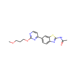 COCCCOc1nccc(-c2ccc3nc(NC(C)=O)sc3c2)n1 ZINC000071316068
