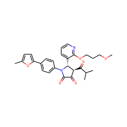 COCCCOc1ncccc1[C@@H]1[C@@H](C(=O)C(C)C)C(=O)C(=O)N1c1ccc(-c2ccc(C)o2)cc1 ZINC000169696301