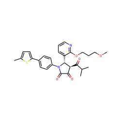 COCCCOc1ncccc1[C@@H]1[C@@H](C(=O)C(C)C)C(=O)C(=O)N1c1ccc(-c2ccc(C)s2)cc1 ZINC000169696667