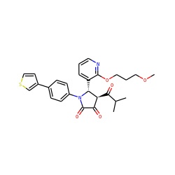 COCCCOc1ncccc1[C@@H]1[C@@H](C(=O)C(C)C)C(=O)C(=O)N1c1ccc(-c2ccsc2)cc1 ZINC000169696651