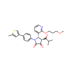 COCCCOc1ncccc1[C@@H]1[C@@H](C(=O)C(C)C)C(=O)C(=O)N1c1ccc(-c2csc(C)c2)cc1 ZINC000169696675