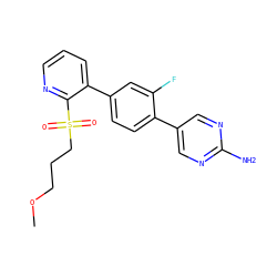 COCCCS(=O)(=O)c1ncccc1-c1ccc(-c2cnc(N)nc2)c(F)c1 ZINC000224702591