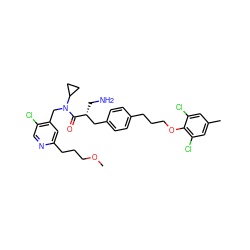 COCCCc1cc(CN(C(=O)[C@H](CN)Cc2ccc(CCCOc3c(Cl)cc(C)cc3Cl)cc2)C2CC2)c(Cl)cn1 ZINC000049784076
