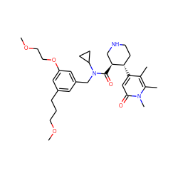 COCCCc1cc(CN(C(=O)[C@H]2CNCC[C@@H]2c2cc(=O)n(C)c(C)c2C)C2CC2)cc(OCCOC)c1 ZINC000072175252
