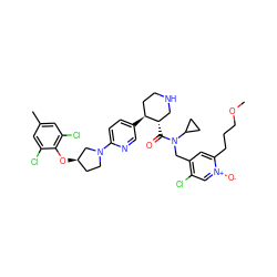 COCCCc1cc(CN(C(=O)[C@H]2CNCC[C@@H]2c2ccc(N3CC[C@@H](Oc4c(Cl)cc(C)cc4Cl)C3)nc2)C2CC2)c(Cl)c[n+]1[O-] ZINC000072147609