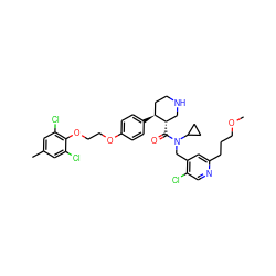 COCCCc1cc(CN(C(=O)[C@H]2CNCC[C@@H]2c2ccc(OCCOc3c(Cl)cc(C)cc3Cl)cc2)C2CC2)c(Cl)cn1 ZINC000072147724