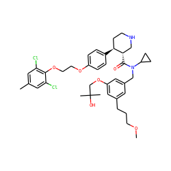COCCCc1cc(CN(C(=O)[C@H]2CNCC[C@@H]2c2ccc(OCCOc3c(Cl)cc(C)cc3Cl)cc2)C2CC2)cc(OCC(C)(C)O)c1 ZINC000072132820