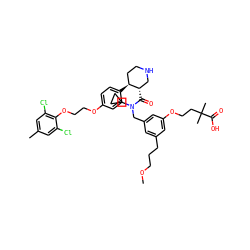 COCCCc1cc(CN(C(=O)[C@H]2CNCC[C@@H]2c2ccc(OCCOc3c(Cl)cc(C)cc3Cl)cc2)C2CC2)cc(OCCC(C)(C)C(=O)O)c1 ZINC000095547856