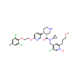 COCCCc1cc(CN(C(=O)[C@H]2CNCC[C@@H]2c2ccc(OCCOc3c(Cl)cc(C)cc3Cl)nc2)C2CC2)c(Cl)c[n+]1[O-] ZINC000072148949