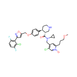 COCCCc1cc(CN(C(=O)[C@H]2CNCC[C@@H]2c2ccc(OCc3cc(-c4c(F)ccc(F)c4Cl)no3)cc2)C2CC2)c(Cl)c[n+]1[O-] ZINC000072147613