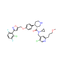 COCCCc1cc(CN(C(=O)[C@H]2CNCC[C@@H]2c2ccc(OCc3cc(-c4c(F)ccc(F)c4Cl)no3)cc2)C2CC2)c(Cl)cn1 ZINC000072147612