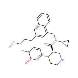 COCCCc1cc(CN(C(=O)[C@H]2CNCC[C@@H]2c2ccn(C)c(=O)c2)C2CC2)c2ccccc2c1 ZINC000072174374