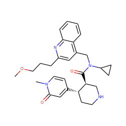 COCCCc1cc(CN(C(=O)[C@H]2CNCC[C@@H]2c2ccn(C)c(=O)c2)C2CC2)c2ccccc2n1 ZINC000072173517
