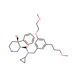 COCCCc1cc(CN(C(=O)[C@H]2CNCC[C@]2(O)c2ccccc2)C2CC2)cc(OCCOC)c1 ZINC000043205948