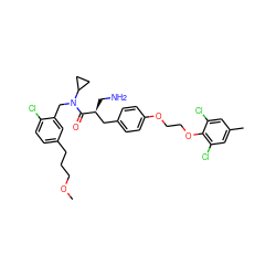 COCCCc1ccc(Cl)c(CN(C(=O)[C@@H](CN)Cc2ccc(OCCOc3c(Cl)cc(C)cc3Cl)cc2)C2CC2)c1 ZINC000058592505