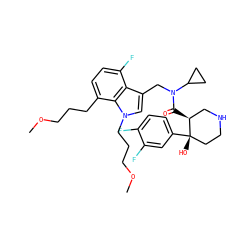 COCCCc1ccc(F)c2c(CN(C(=O)[C@H]3CNCC[C@]3(O)c3ccc(F)c(F)c3)C3CC3)cn(CCCOC)c12 ZINC000073195834
