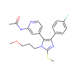 COCCCn1c(SC)nc(-c2ccc(F)cc2)c1-c1ccnc(NC(C)=O)c1 ZINC000013586222
