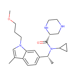 COCCCn1cc(C)c2ccc([C@@H](C)N(C(=O)[C@H]3CNCCN3)C3CC3)cc21 ZINC000204310942