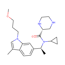 COCCCn1cc(C)c2ccc([C@H](C)N(C(=O)[C@H]3CNCCN3)C3CC3)cc21 ZINC000216002758