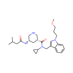 COCCCn1cc(CN(C(=O)[C@H]2CNC[C@@H](NC(=O)CC(C)C)C2)C2CC2)c2ccccc21 ZINC000145475422