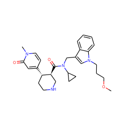 COCCCn1cc(CN(C(=O)[C@H]2CNCC[C@@H]2c2ccn(C)c(=O)c2)C2CC2)c2ccccc21 ZINC000072174429