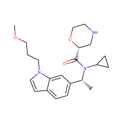 COCCCn1ccc2ccc([C@@H](C)N(C(=O)[C@H]3CNCCO3)C3CC3)cc21 ZINC000204328955