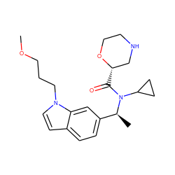COCCCn1ccc2ccc([C@H](C)N(C(=O)[C@H]3CNCCO3)C3CC3)cc21 ZINC000216031629