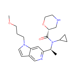 COCCCn1ccc2cnc([C@H](C)N(C(=O)[C@H]3CNCCO3)C3CC3)cc21 ZINC000220206452