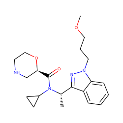 COCCCn1nc([C@H](C)N(C(=O)[C@H]2CNCCO2)C2CC2)c2ccccc21 ZINC001772657544